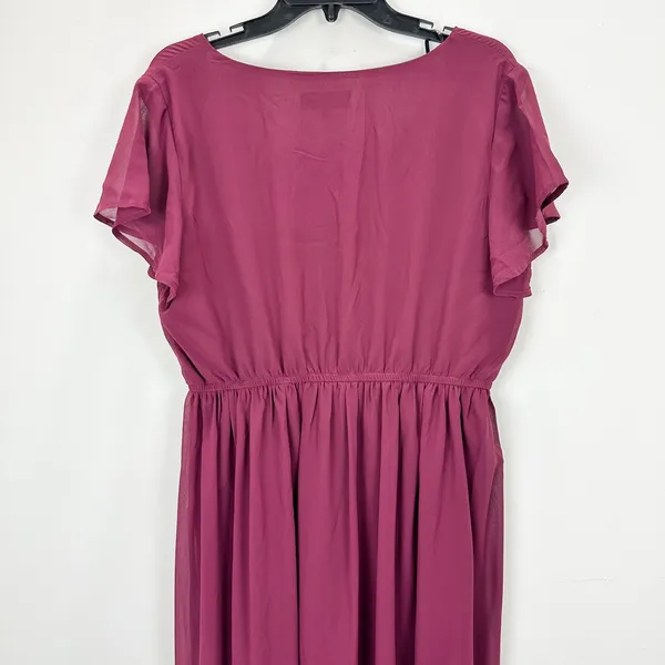 Lulus Lost in the Moment Burgundy Purple Chiffon Maxi Dress Formal 1XL NWT - Image 10