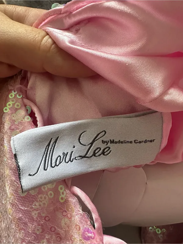 MoriLee by Madeline Gardner Strapless Pink Sequin Evening Gown size 3/4 - Image 15