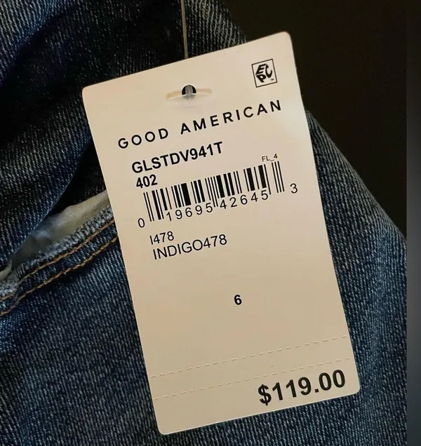 NWT Good American Good Legs Straight Jeans Blue Indigo478 Color High Rise Size 6 - Image 7