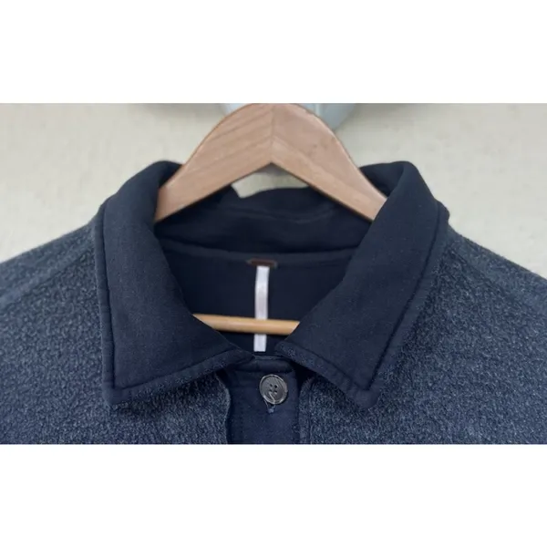Free People Button Down Jacket Ruby Fleece Shacket Gray Lounge Cozy Oversized M - Image 3
