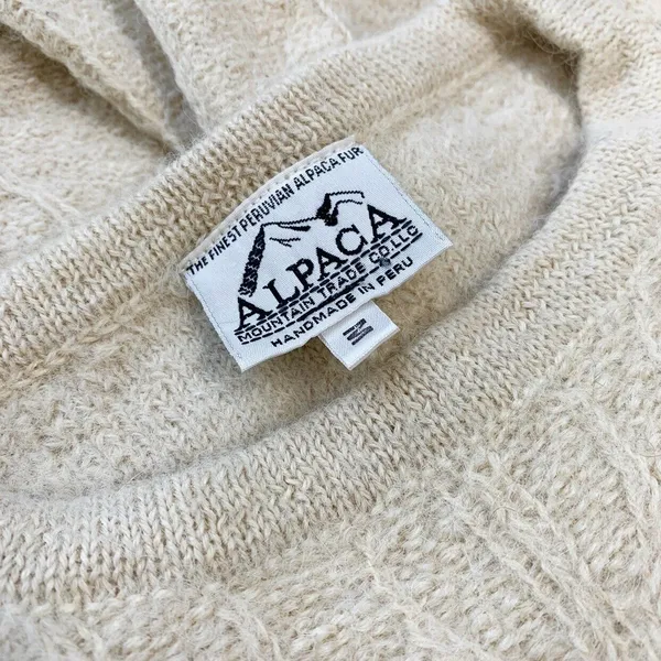 Alpaca Mountain Trade Womens Sweater Vintage Peruvian Fur Tan Size Medium EU - Image 2