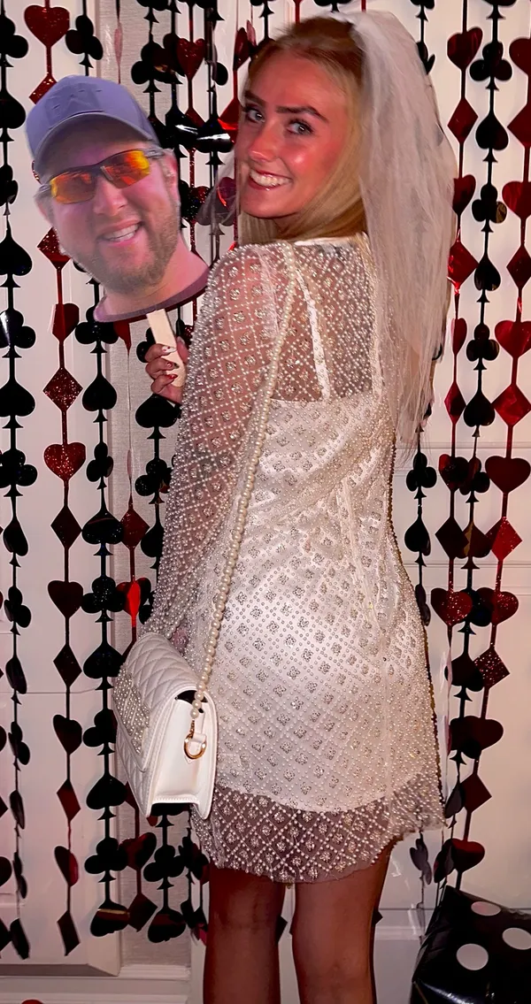 Lulus White Sequin Pearl Midi Dress - Image 3