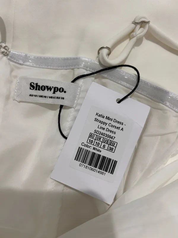 Showpo New Katia Mini Dress Strappy Corset A Line Dress In White Size Small MSRP $119 - Image 8