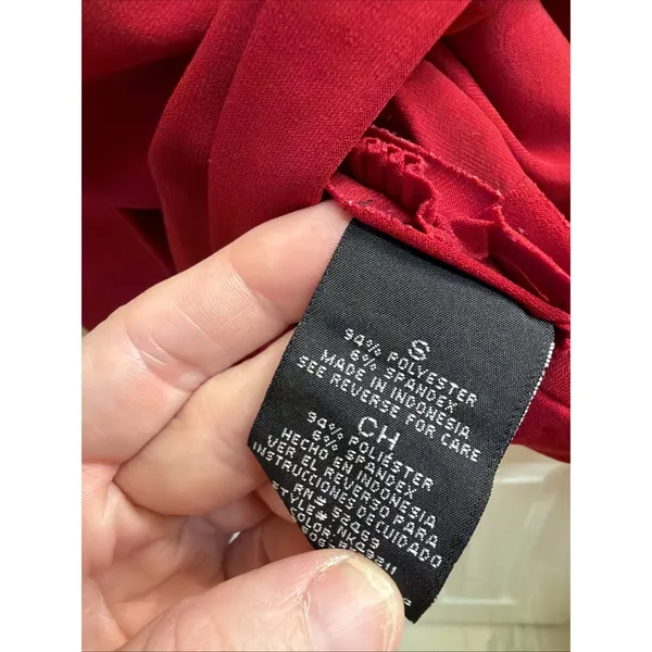 Norma Kamali Red Surplice Blouse Sz Sm Red Top Shirt Ruched Workwear - Image 4