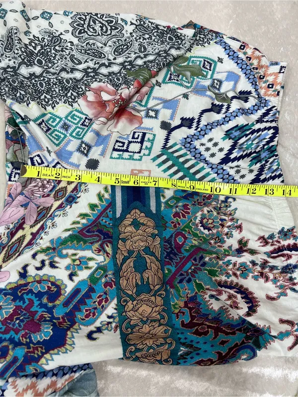 Johnny Was Patchwork mixed media Floral 2 piece pajama set XL button up top - Image 9