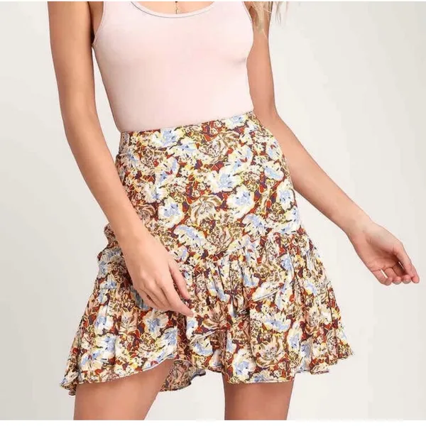 Free‎ People Floral Ruffle Mini Skirt Boho Fairycore Cottagecore Festival Nadia - Image 2