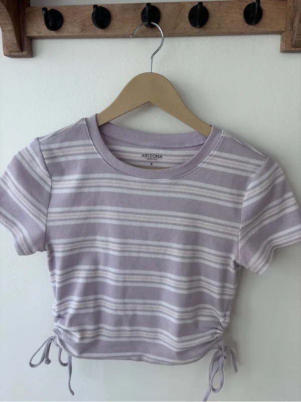 Arizona Jeans Lavender Striped Cropped Tee — Size S - Image 2