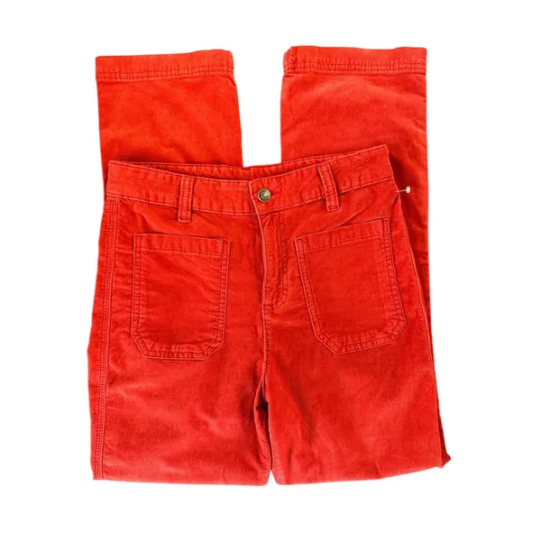 NWOT Free People High‎ Time Velvet Kick Flare Pants Red Dahlia Size 8 (fits 6) - Image 2