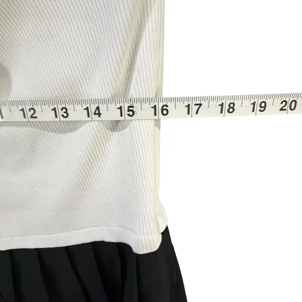 Zara One‎ Shoulder Top Womens L White Black Contrasting Pleated Hem Asymmetrical - Image 7