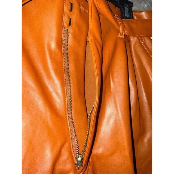 Abercrombie & fitch Brown Faux Leather Ankle Wide Leg Paper Bag Pants XLP#764 - Image 6