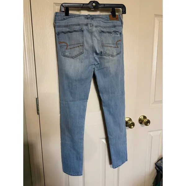 American Eagle Outfitters Distressed Light‎ Wash Jeggings Womens Size 4 Reg - Image 3