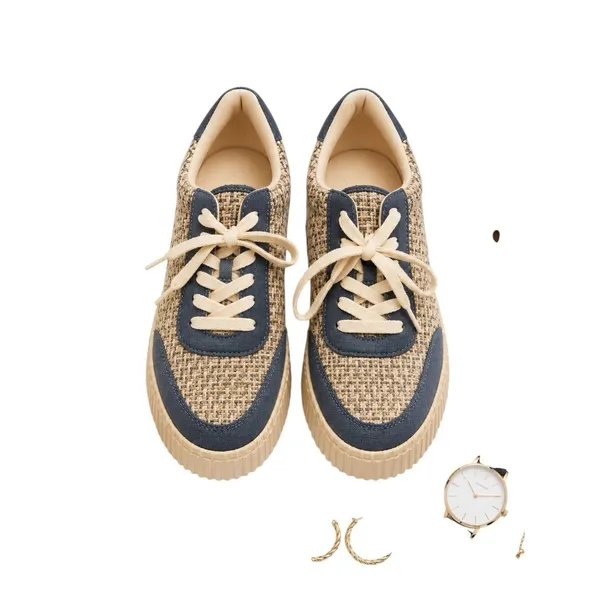 Universal Threads Woven Platform Sneakers Blue Cream Tweed Women's Size 9 in EUC - Image 12