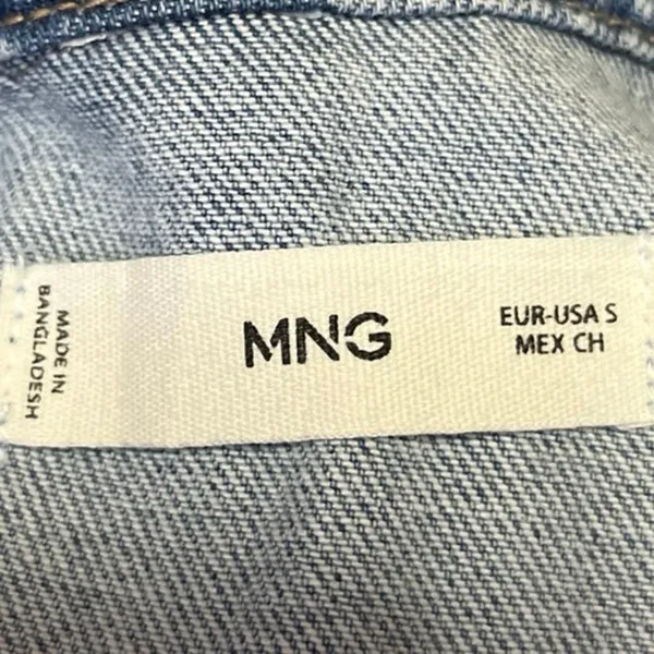 Mango MNG Blue Long Sleeve Collar Button Down Denim Jean Trucker Coat Jacket S - Image 3