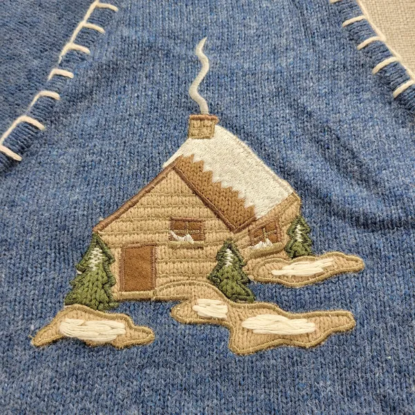 Vintage Longaberger Women's Vest 1X Blue Denim Embroidered Stitched Holiday NEW‎ - Image 4