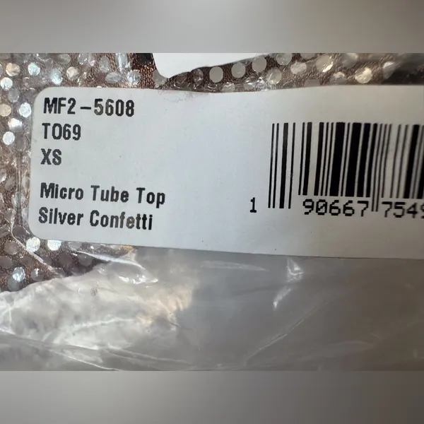 Show Me Your MuMu NWT Women’s Micro Tube Silver Confetti Rose Gold ‎ Top Size XS - Image 3
