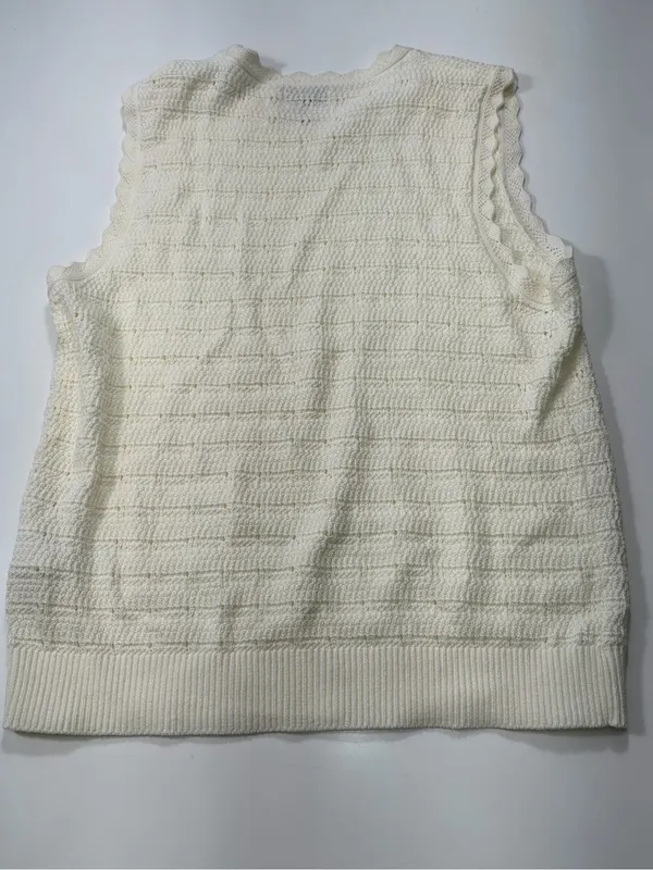 J. Crew 100% Cotton scalloped pointelle knit cardigan sweater in ivory NWOT - Image 7