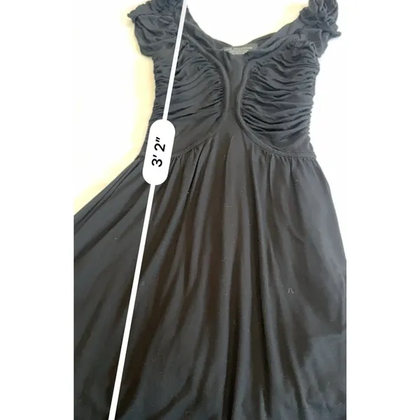 Zara Black Draped Mini Dress Size M Flutter Sleeve Ruched V-Neck Cocktail Party - Image 10