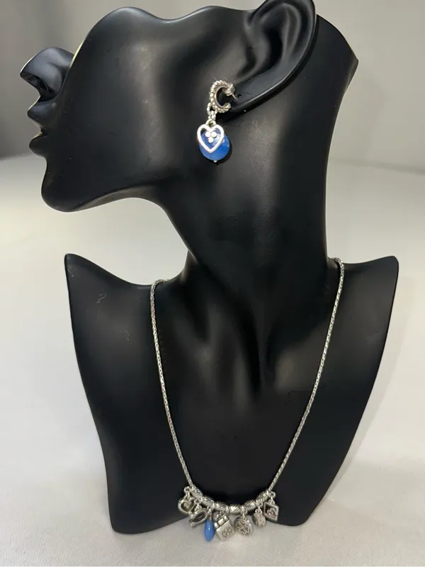 Brighton Fortune Lucky Charms Set Blue Gemstone Necklace Bracelet Earrings Rare - Image 2
