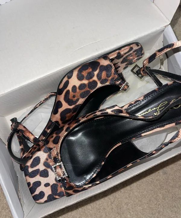 leopard satin heels Brown Size 9 - Image 2