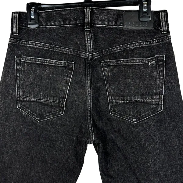 Pacsun SZ 30 Vintage Loose Crop Jeans Button-Fly Hi-Rise Seamed Leg Frayed Black - Image 5