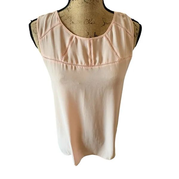 LOFT Pale Pink Sleeveless Chiffon Top Size M - Image 2