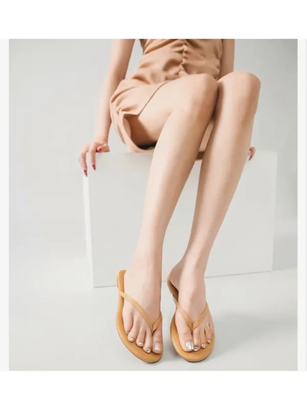 NEW Vegan Leather Flip Flops Comfortable Round Toe Beach Sandals Thong Shoes 9 - Image 3