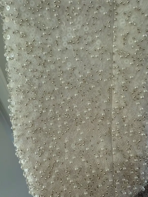 Embellished Structured A-Line Mini Dress in White (Bridal) - Image 4