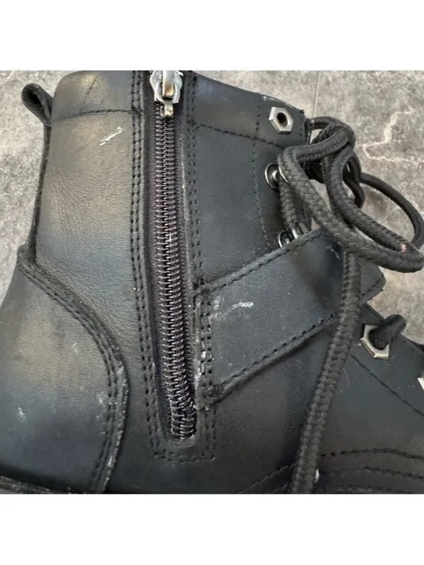 Xelement Black Leather Lace Up Boots Oil Resistant Style 2451 Size 7.5 - Image 4