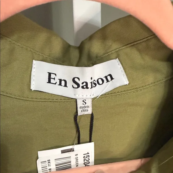 En Saison Hardin Olive Green Shirt Dress Small NWT Cotton Button Front Chic‎ - Image 8