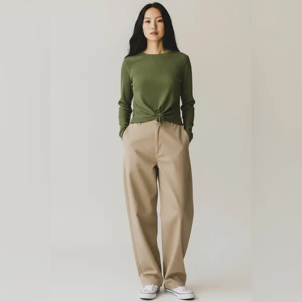Madewell Womens Jacquard Elwood Knot Front Ribbed Top In Green - Image 5