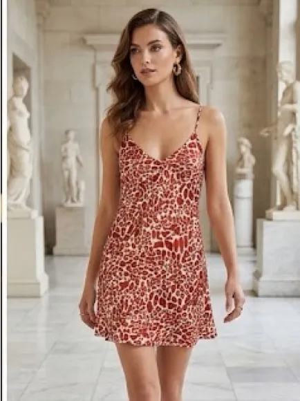 90s Vintage Slip Dress M Animal Print - Image 6