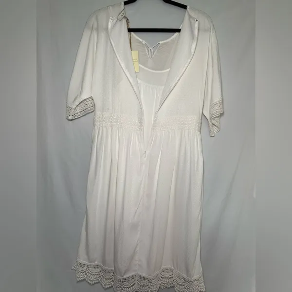 Ella Moon‎ White Embroidered Tassel Tie Boho Mini Dress Size S - Image 11