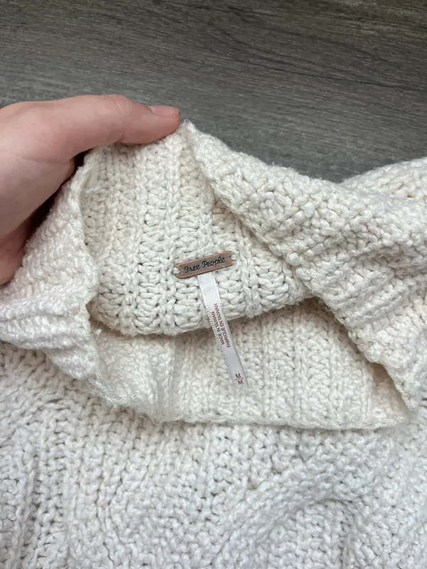 Cream Knit High Neck Sweater - Image 4