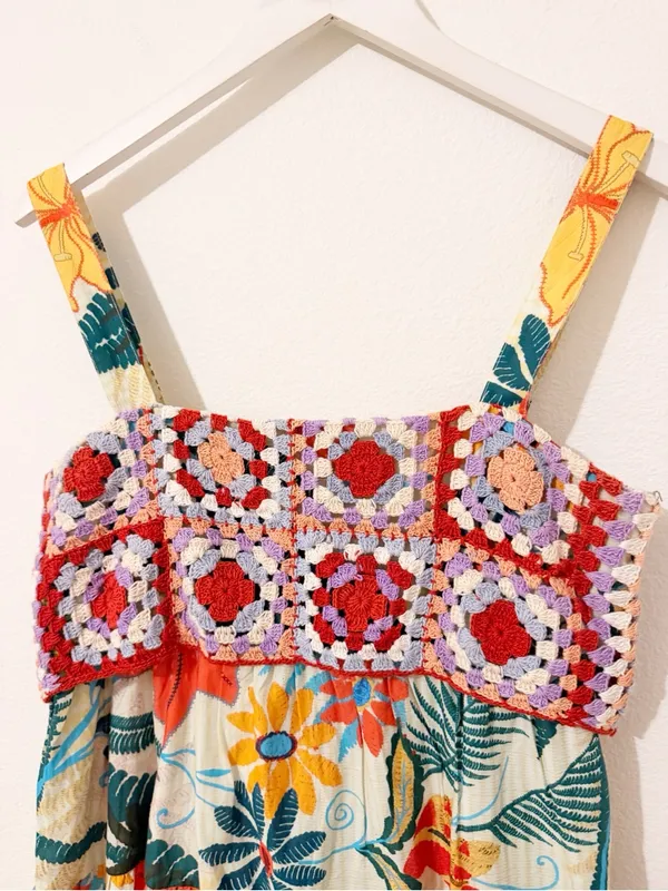 Farm Rio Crochet Mini Dress Anthropologie Floral Size Small S - Image 4