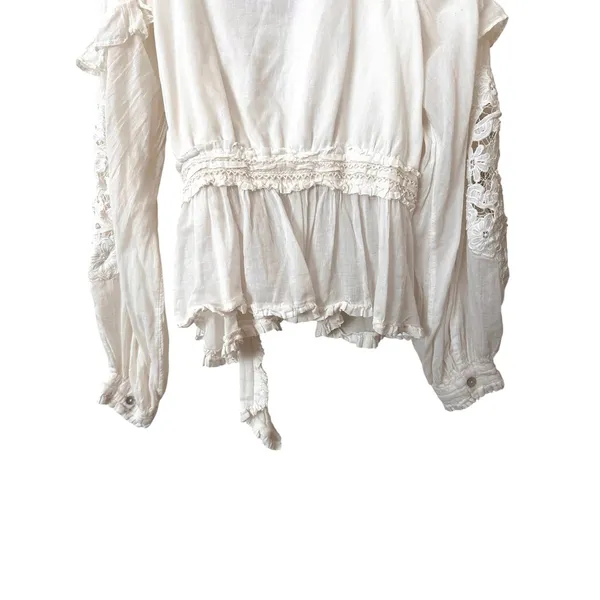 FARM RIO Wrap Tie Waist Ruffled Top White Medium - Image 4