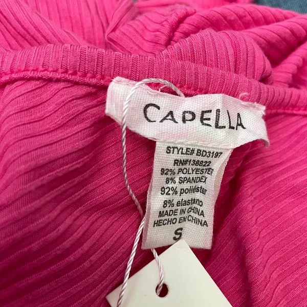 Bright Pink Tank Dress Size S Ribbed Knit Strappy Summer Dopamine Beach Resort - Image 6