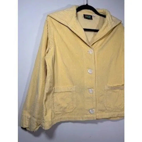 BIG BUD PRESS Corduroy‎ Sailor Jacket Medium Butter Yellow Button Up Boxy Retro - Image 3