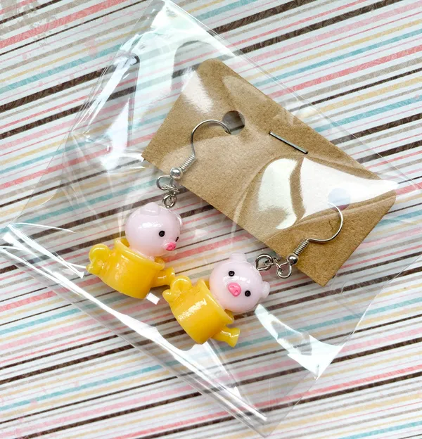 Handmade Kawaii funny piggy dangle earrings🐷💕 super duper fun to wear 🥰 - Image 4