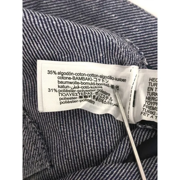 Zara Blue Linen Blend High Waist Straight Leg Trouser Pant Sz Large Minimalist - Image 7