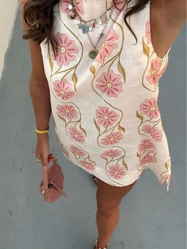 Romantic print sleeveless short dress - Image 2
