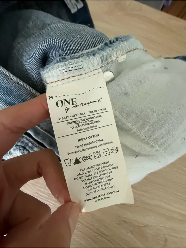 One Teaspoon 28 Denim Shorty Shorts Bandits Distressed Medium Wash Biker - Image 5