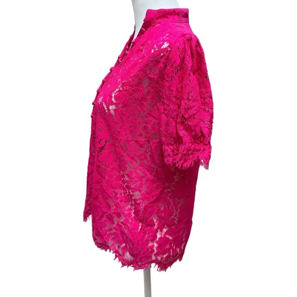 Generation Love Lace Top Womens Small Hot Pink Floral V Neck Unlined Romantic - Image 3