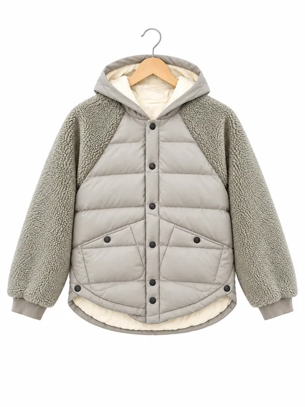 Anthropologie Pilcro Green Swing Puffer Jacket Sherpa Fleece Sleeve Coat Size S - Image 2