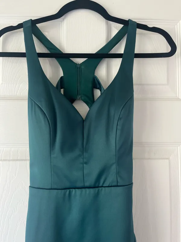 Sequin Hearts Green silk prom dress - Image 3