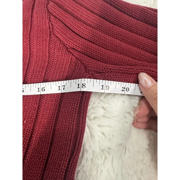 Vintage Abercrombie & Fitch A&F 92 Burgundy Ribbed Turtleneck Sweater S Y2K - Image 7