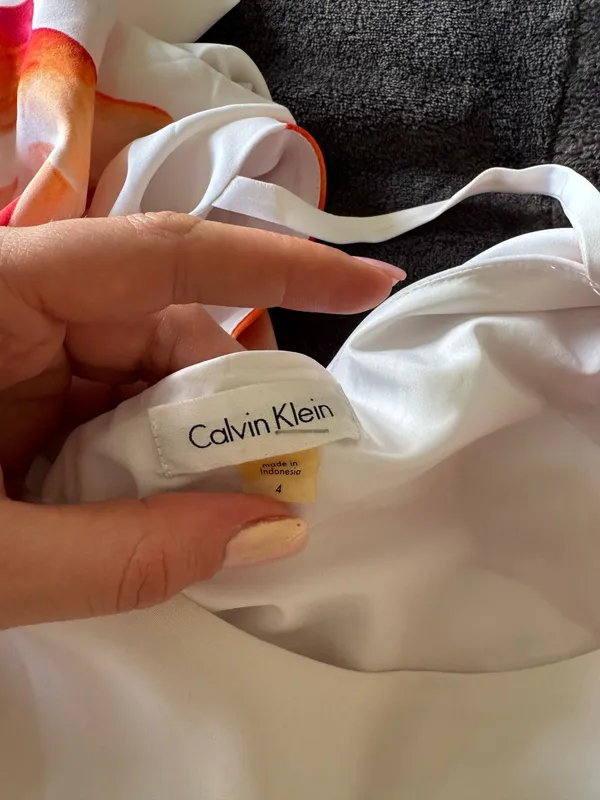 Calvin Klein Capelet Floral White Pink Dress Size 4 - Image 5