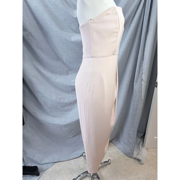 Shona Joy Blush Strapless Draped Cocktail Midi Dress Light Pink‎ 6 USA Wedding - Image 8