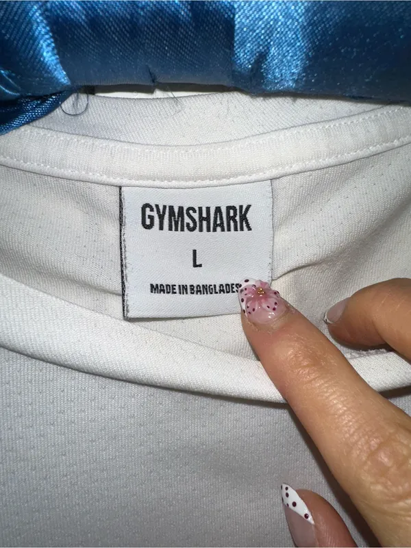 Gymshark White Training T-shirt crewneck short sleeve active casual top logo L - Image 8