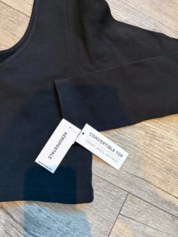 Aeropostale Convertible Top NWT Black Long Sleeves Crop Top Womens XL - Image 4