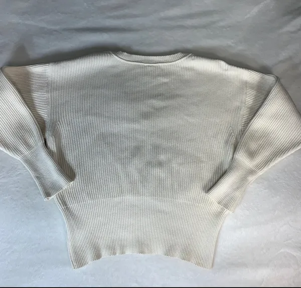 Free People V Neck beige cotton blend womens sweater size S - Image 8